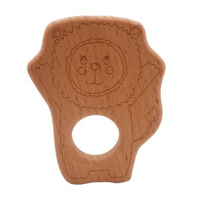 China Toy Wholesale Beech Wooden Tiger Teether Baby Toys Soft Collar Teether Best Pendant Baby Gift for sale