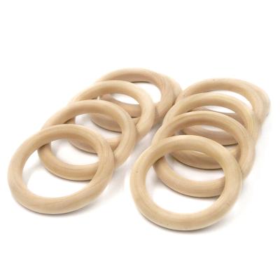 China Toy 65mm Nature Montessori Baby Toy Organic Infant Teething Teether Toy Accessories Wooden Ring Set Soft Collar for sale