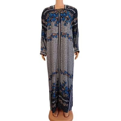 China New Design Rayon 2022 Spring Autumn Full Sleeve Women Elegant Casual Hooded 100% Dress Printed Muslim Dresses Ladies Plus Size Clothing for sale