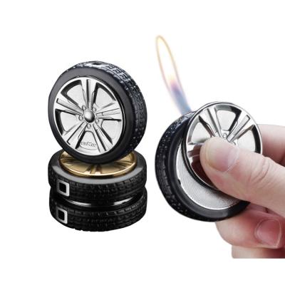 China Fashion and Tire Creative Realistic Funny Gas Lighter,Wholesale Portable Circular Igniter Slip Refillable Flame Cigarette Lighter for sale