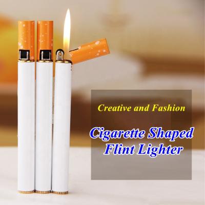 China Fashion and Wholesale Cheapest Creative Mini Slim Cigarette Shaped Lighter Creative, Flint Grinding Wheel Pocket Lighter Refill Butane Gas for sale