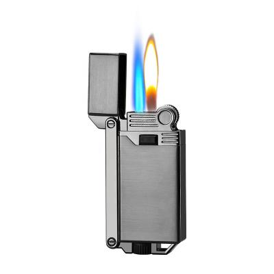 China Custom Creative Gas Lighter Dual Gas Lighter Fire, Open Flame and Jet Torch Windproof Wheel Ignition Flint Gas Retro Cigarette Lighter for sale