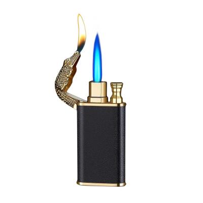 China Wholesale Windproof Creative Custom Crocodile Refill Butane Gas Cigarette Lighter Windproof Lighter/Jet Torch Double Flame Fire Dolphins for sale