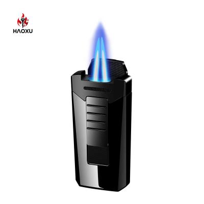 China Jet Torch Lighter Wholesales Custom Dual Jet Torch Gas Lighters, Windproof Dual Lights Rechargeable Cigar Torch Lighter for sale