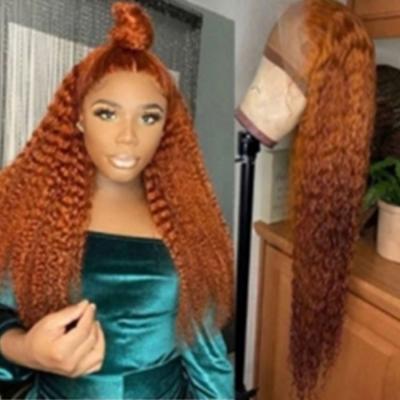 China Curly Body Wave Orange Brazilian Remy Human Hair Glueless Full Lace Wigs Pre Plucked Hairline for sale