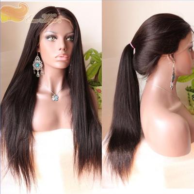 China 100% Yaki Virgin Human Hair Full Lace Wigs Light Up Yaki Straight In Stock For Black Women for sale