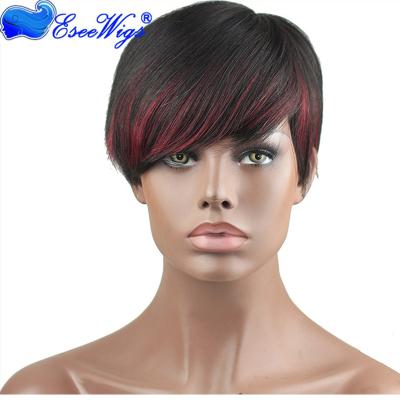 China Cheap Price Cheap Price Silky Straight Human Hair Wigs Red Color Brazilian Hair Short Wig for sale