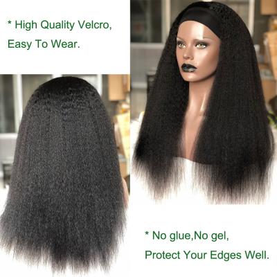 China Curly Straight Wave Headband Wigs Silky Straight No Plucking Wigs For Women Brazilian Virgin Hair Color Lace Non Front Wig 150% Density In Stock for sale