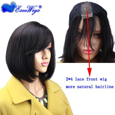 China Wholesale Body Wave Alibaba Lace Front Short Black Straight Wig With Bangs for sale