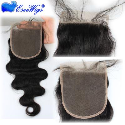 China Brazilian Body Wave Virgin Hair 5x5inch Lace Closure Bleached Natural Looking Knots Closure for sale