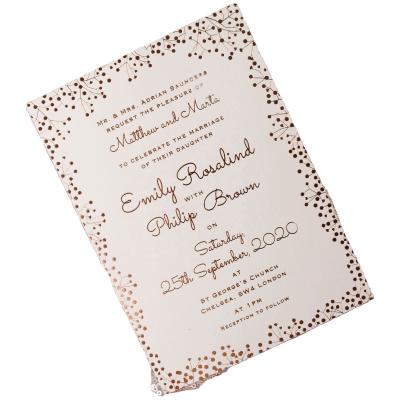 China Europe Rose Gold Foil Stamping Wedding Invitation Cards Greeting Card Gift Thank You Cards Jewelry for sale