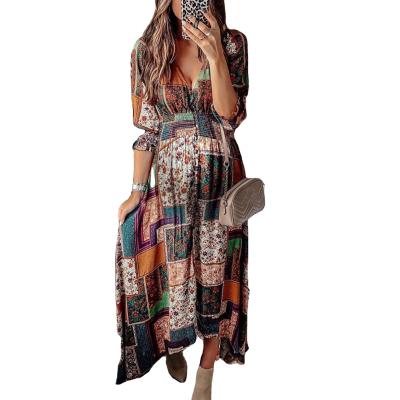 China Dot Print Anti-Static Casual Explosions Stripe Half Sleeve Beach Bohemian Dress For Women for sale