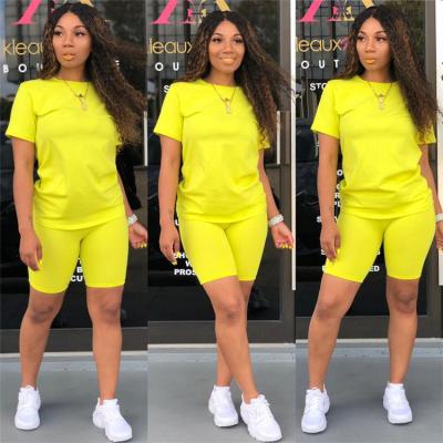 China New Arrivals Solid Color Breathable Sleeve Shorts Tracksuit Women Two Piece Pants Set for sale