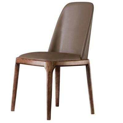 China Modern Leather Cushion Ash Wood Dining Chair Solid Armless Restaurant Chair Restaurant Chair for sale