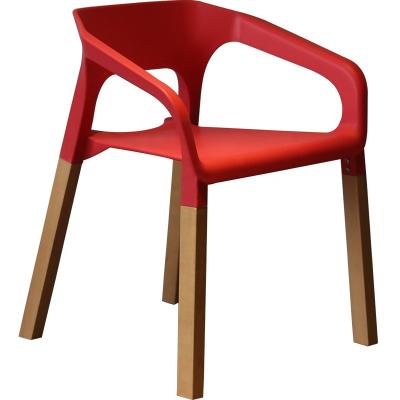 China Dining Chair Dining Chair Modern Wholesale Wooden Stackable Armrest Plastic Leg Restaurant Chair for sale