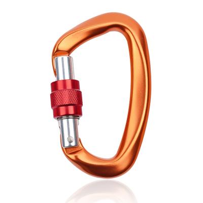 China Hook thing custom logo D shape twist lock carabiner cold-stamping aluminum locking hook karabiner for sale