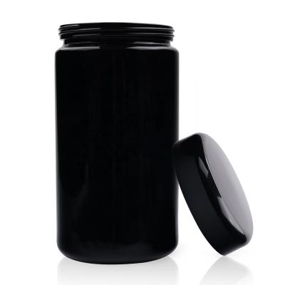 China Viable Vintage 500ml Custom Black UV Glass Stash Jar Container With Proof Screw Cap Purple Air Odor Tight Lid Hygrometer Jar for sale