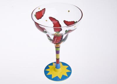 China Cocktail Hand Painted Glass , Hand Painted Martini Glasses 480ml for sale