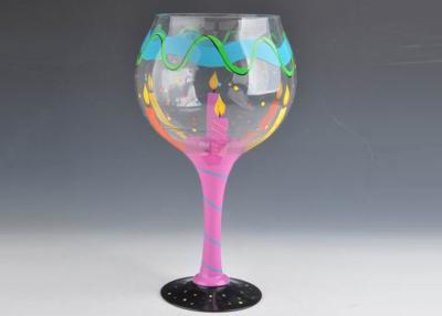 China Mouth Blown Hand Painted Glass , Custom Hand Painted Wine Glasses for sale