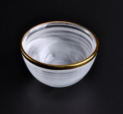 China Gold Edge Decorative Glassware Glass Candle Bowl With Dust Cloud Color for sale