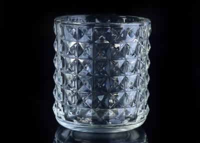 Chine Bougeoirs de cylindre de verre à chaux sodée pour le décor, conception exquise de diamant à vendre