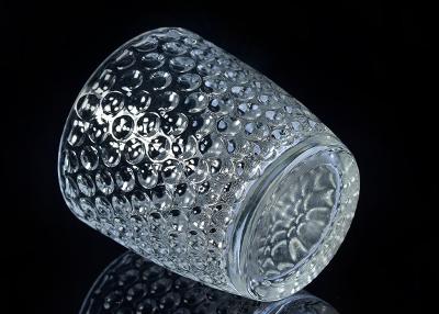 China Embossed Nail Design Glass Candle Holder Christmas Deco Glass Candle Jars for sale