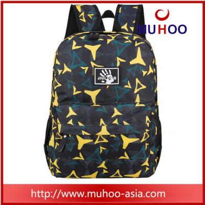 China Black printed polyester sports travel hiking sports backpacks school bag for boys for sale