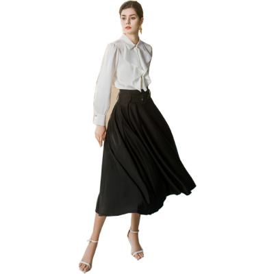 China Lady Office Fashion Custom Women's Business Blouse Black Pure White Skirt Suit Anti-Shrink for sale