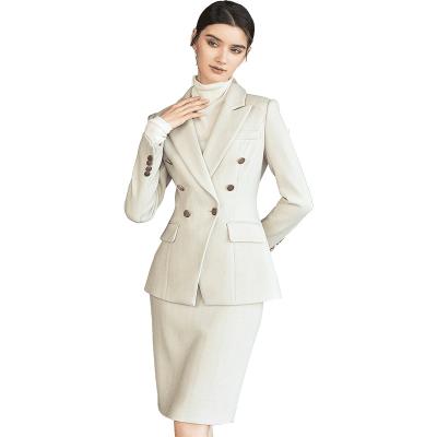 China Anti-Shrink Thick Good Quality Factory Company Two-Piece Office Winter Short Suit Lady Woman Skirt Suit for sale