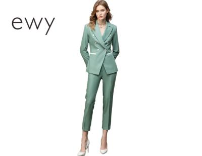 China 2022 Newest Hot Sale Green Lady's Formal Business Jacket Other Suit Slim Fit Elegant Casual Pants Woman for sale