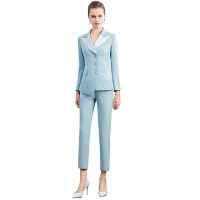 China 2 Piece Fashion Business Woman Breathable Formal Custom Made Blazer Lady Pants Suit for sale