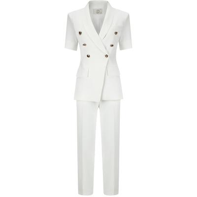 China Lady Formal Anti-Wrinkle Ol Uniform Design White Woman Office Pants Suit for sale