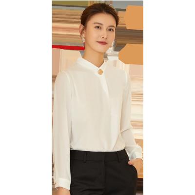 China Lady Regular Solid Autumn Work Wear Office Blouse Anti-pilling Button Sleeves Long Factory Support for sale