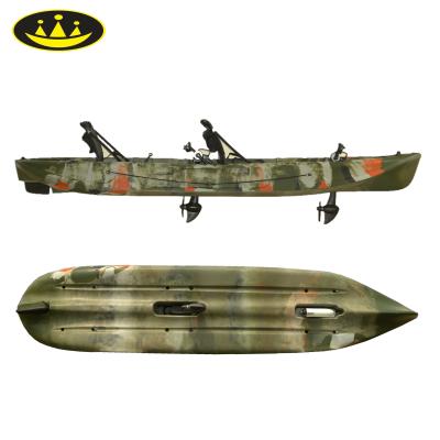 China LLDPE sit on top double kayak with pedal drive system and high quality electric motor for sale