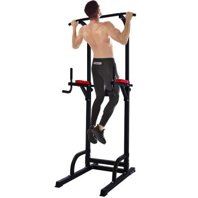 China Indoor Pull Up Chin Station Dip Up Bar Abs Workout Knee Crunch Triceps Station Adjustable Power Tower for sale