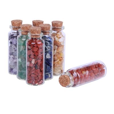 China Europe 20ML Wishing Bottle with 7 Chakra Chip Stone Semi Precious Stone for sale