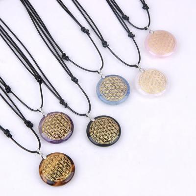 China Factory price pendant engraved flower of life stone natural gemstone pendant for sale