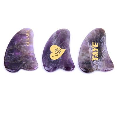 China Natural Amethyst Face Guasha For Facil Massage for sale