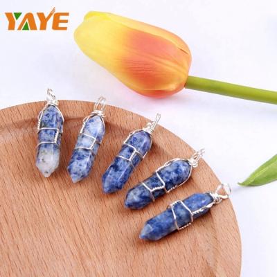 China China Pyramid Point Natural Semiprecious Stone Hexagonal Pendant For Accessories for sale