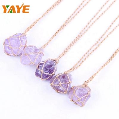 China China Crystal Pendant Raw Amethyst Necklace Natural Rough Wholesale for sale