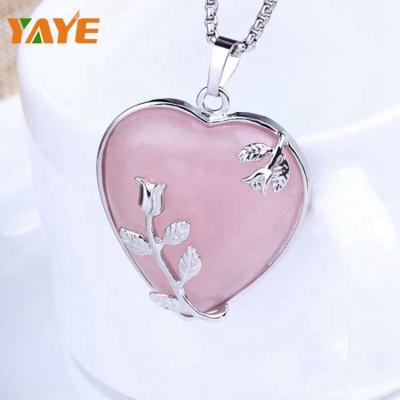 China Heart Shaped Necklace Rose Quartz Necklace Gemstone Pendant Wholesale from Europe for sale