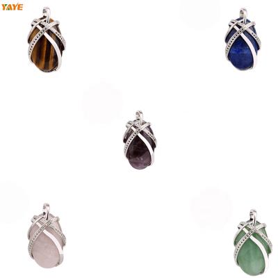 China DIY Fashion Egg Shaped Stones Jade Eggs Pendant Necklace with Silver Accessory for sale