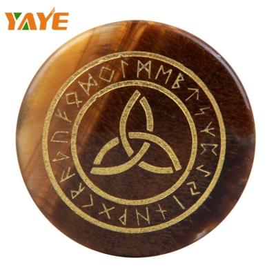 China Europe Engraved Crystal Custom Medals Rune Tiger Eye Stone Wholesale for sale