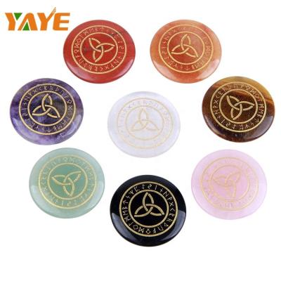 China Europe Wholesale Engraved Healing Amethyst Rune Crystal Custom Medals Stones for sale