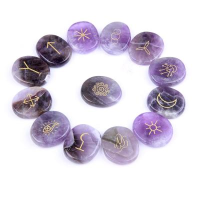 China Globe Factory Supply Healing Runes Amethyst Witchcraft Wicca Crystal Tarot Runes Stone Set for sale