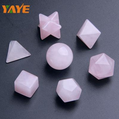 China Europe Wholesale Reiki Stones 7 Rose Quartz Chakras Charms Healing Gift Set For Decor for sale