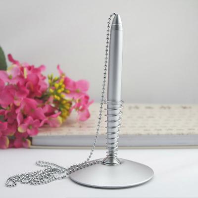 China Gift DC-T2 Desk Pen With Chain Cheap Spring Desk Stand Pen Holder In Stock for sale