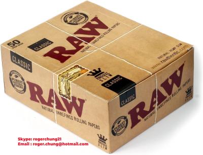 China Raw Classic King Size Slim Rolling Paper Slow Burning Papers Full Box of 50 Packs for sale