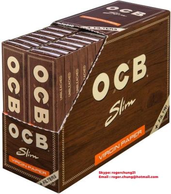 China OCB Premium King Slim + Tips  Brown Rolling Paper Slow Burning Papers. for sale