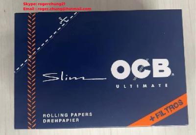 China OCB Premium King Slim + Tips  Blue  Rolling Paper Slow Burning Papers. for sale